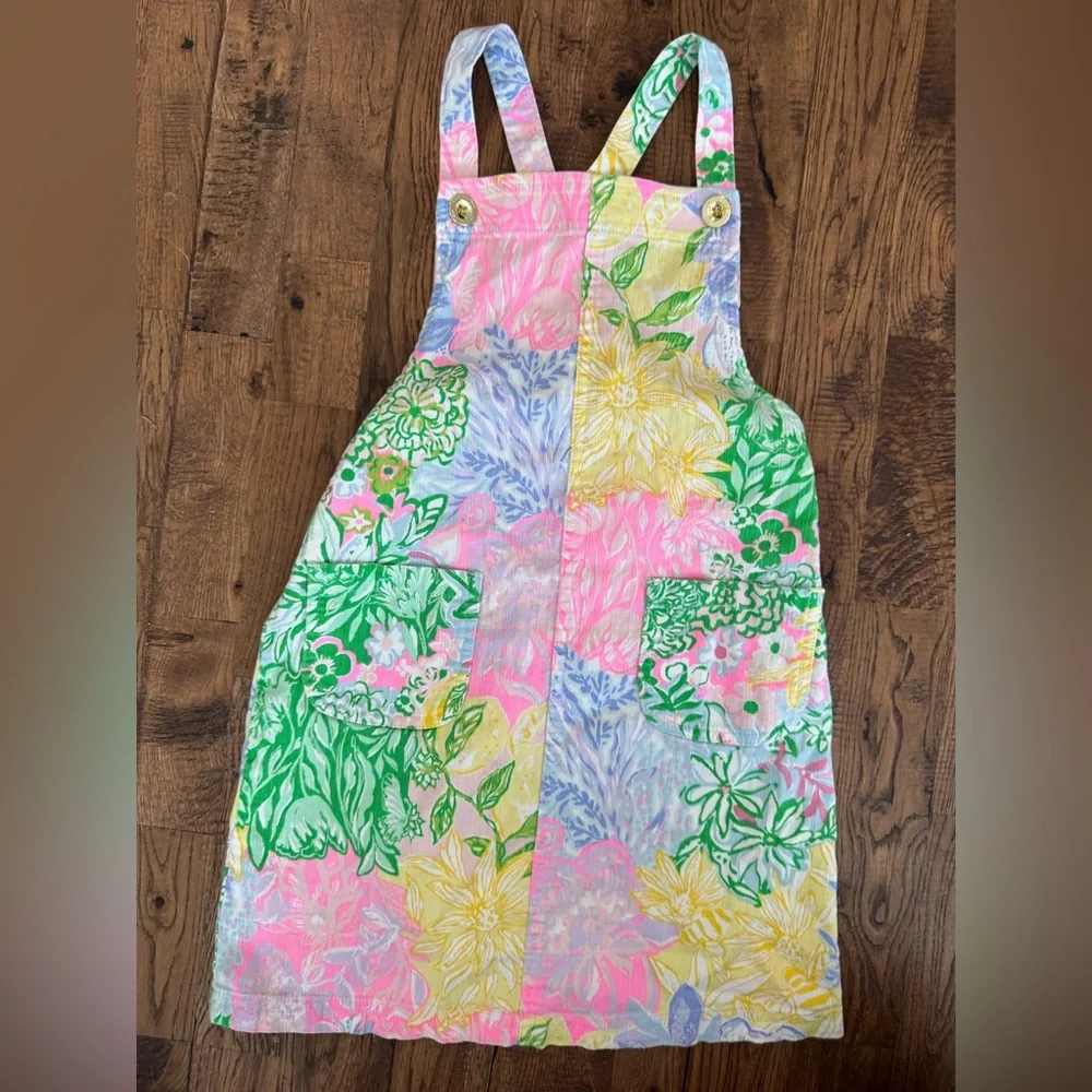 Lilly Pulitzer Girls Varney Overall Dress Adjustable Mixed‎ Print Size 12 D